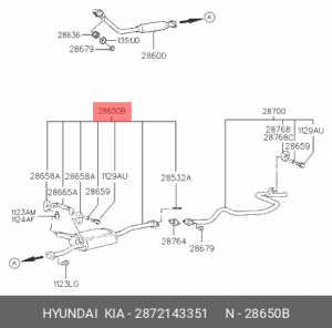 Средний глушитель выхлопных газов 2872143351 HYUNDAI KIA