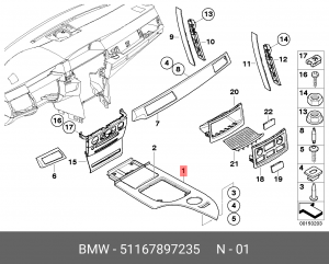 Накладка центральной консоли 51 16 7 897 235 BMW