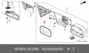 Стекло зеркала заднего вида 76203S5A003 HONDA