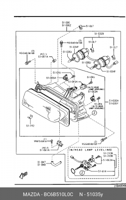 Фара головного света BC6B510L0C MAZDA