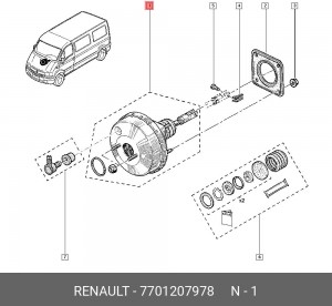 Усилитель тормозной системы 7701207978 RENAULT