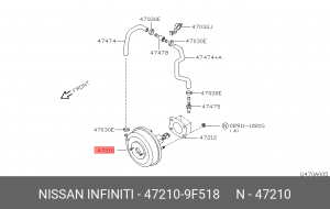 Усилитель тормозной системы 47210-9F518 NISSAN