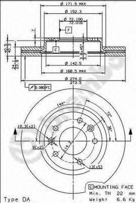 Тормозной диск 09.8407.10 BREMBO