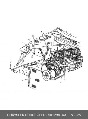 Комплект уплотнительных колец 5012 981AA CHRYSLER