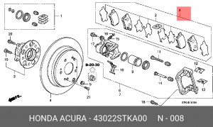 Колодки тормозные дисковые 43022STKA00 HONDA