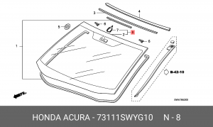Стекло ветровое 73111SWYG10 HONDA