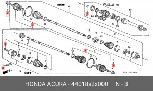 Комплект пылника, приводной вал 44018S2X000 HONDA