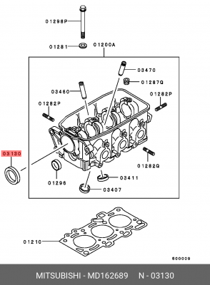 Уплотняющее кольцо, коленчатый вал MD162689 MITSUBISHI