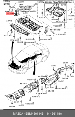 Защита картера двигателя BBM4-56-114B MAZDA