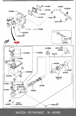 Главный тормозной цилиндр B21R4340Z MAZDA