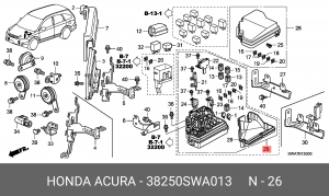 Блок коммутационный для реле, предохранителей 38250SWA013 HONDA