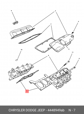 Прокладка, головка цилиндра 4448 949AB CHRYSLER