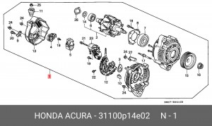 Генератор 31100P14E02 HONDA