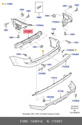 Кронштейн крепления бампера 1349316 FORD