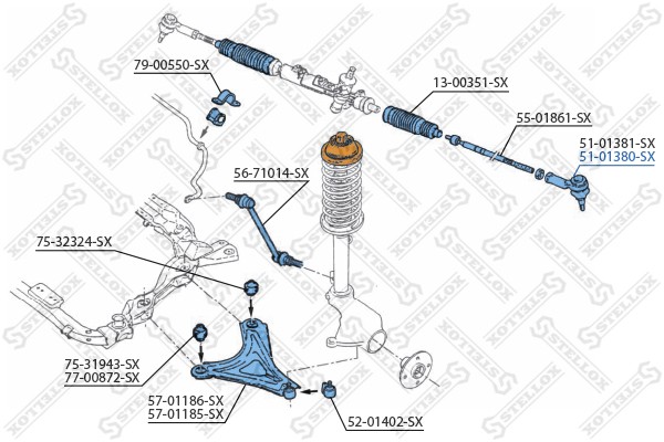 Наконечник рулевой тяги 51-01380-SX STELLOX