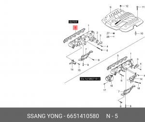 Прокладка впускного коллектора 6651410580 SSANG YONG