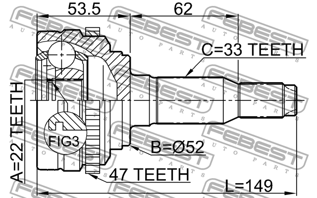 ШРУС 1110-J200A47 FEBEST