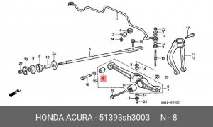 Подвеска, рычаг независимой подвески колеса 51393-SH3-003 HONDA