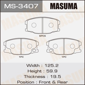 Колодки тормозные дисковые MS3407 MASUMA