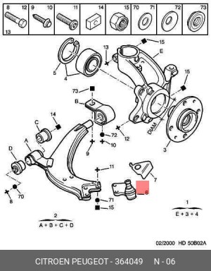 несущий / направляющий шарнир 3640 49 CITROEN PEUGEOT
