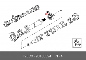 Подшипник, промежуточный подшипник карданного вала 93160324 IVECO