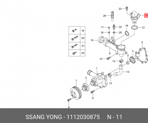 Термостат, охлаждающая жидкость 1112030875 SSANG YONG