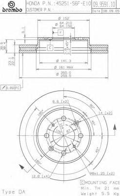 Тормозной диск 09.9591.10 BREMBO