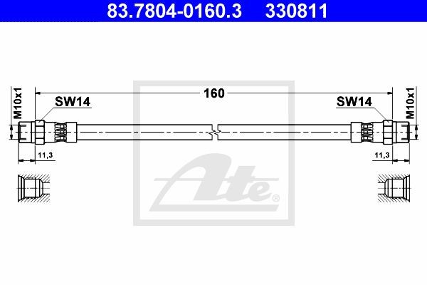 Тормозной шланг 83.7804-0160.3 ATE