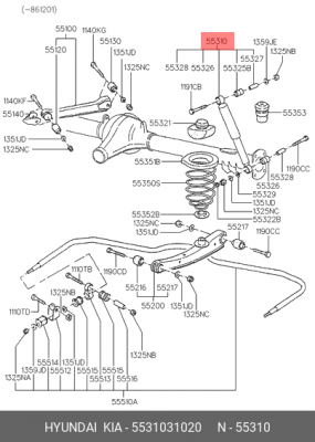 Амортизатор 5531031020 HYUNDAI KIA