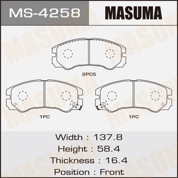 Колодки тормозные дисковые MS4258 MASUMA