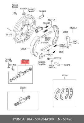 Колесный тормозной цилиндр 584204A200 HYUNDAI KIA