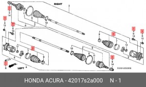 Комплект пылника, приводной вал 42017S2A000 HONDA