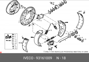 Ремкомплект, колесный тормозной цилиндр 93161009 IVECO