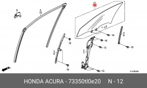 Стекло двери 73350TL0E20 HONDA