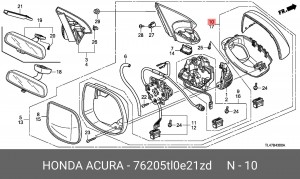 Корпус зеркала заднего вида 76205TL0E21ZD HONDA