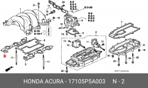 Прокладка, впускной коллектор 17105P5A003 HONDA