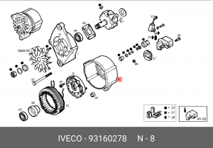 Подшипник контактного кольца, генератор 93160278 IVECO