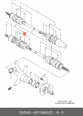 Комплект пылника, приводной вал 44119-60G22 SUZUKI
