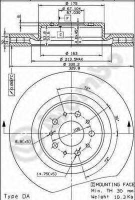 Тормозной диск 09.6802.10 BREMBO
