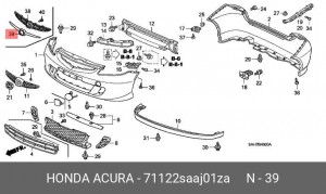 Молдинг решетки радиатора 71122SAAJ01ZA HONDA
