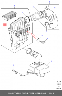 Воздушный фильтр ESR4103 MG ROVER LAND ROVER