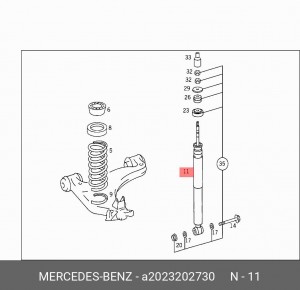 Амортизатор подвески A2023202730 MERCEDES BENZ