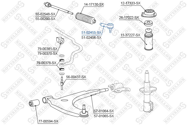 Наконечник рулевой тяги 51-02455-SX STELLOX