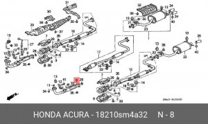 Выпускной трубопровод 18210SM4A32 HONDA