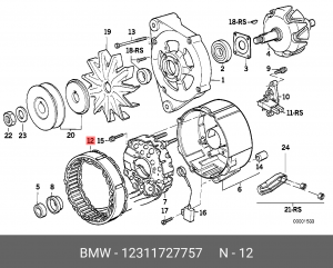 Статор, генератор 12 31 1 727 757 BMW