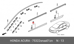 Молдинг двери 75322SNAA01ZN HONDA