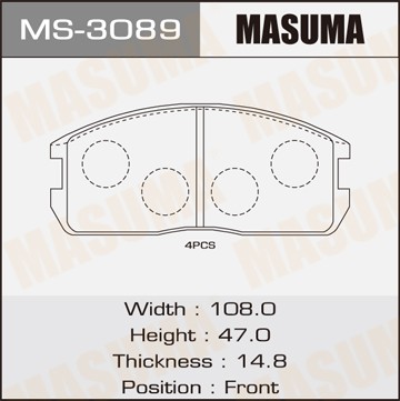 Колодки тормозные дисковые MS3089 MASUMA