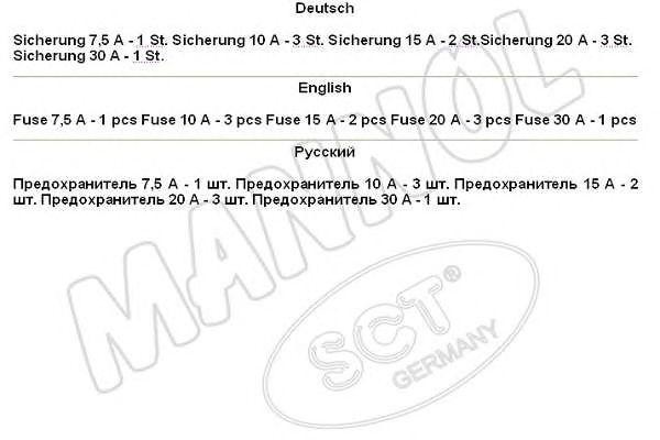 Комплект предохранителей 9502SICHERUNGSSET SCT