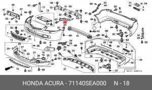 Кронштейн крепления бампера 71140SEA000 HONDA