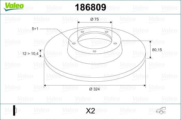 Тормозной диск 186809 VALEO PHC